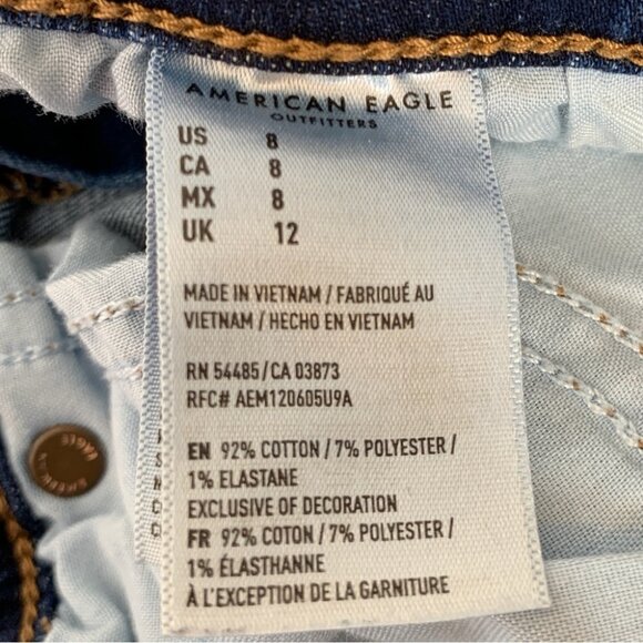 American Eagle Shorts Womens 8 Blue Midi Medium Wash Stretch Summer Midrise - Picture 4 of 4